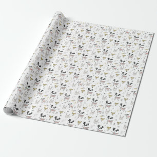 Papel De Regalo Modelo animal del Doodle del arbolado lindo