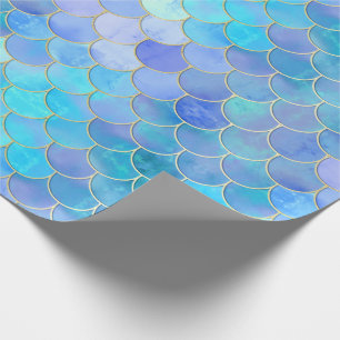 Papel De Regalo Modelo Aqua Pearlescent & Gold Mermaid