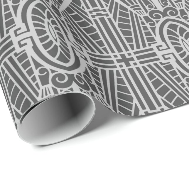 Papel De Regalo Modelo arquitectónico de Deco, gris plateado/gris (Esquina del rollo)