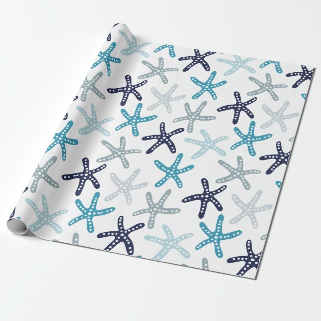 Papel De Regalo Modelo azul de las estrellas de mar (Desenrollado)