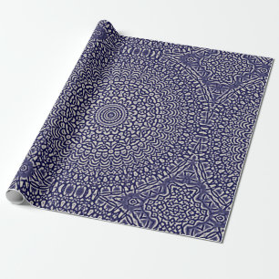 Papel De Regalo Modelo azul marino de la acuarela de la mancha de