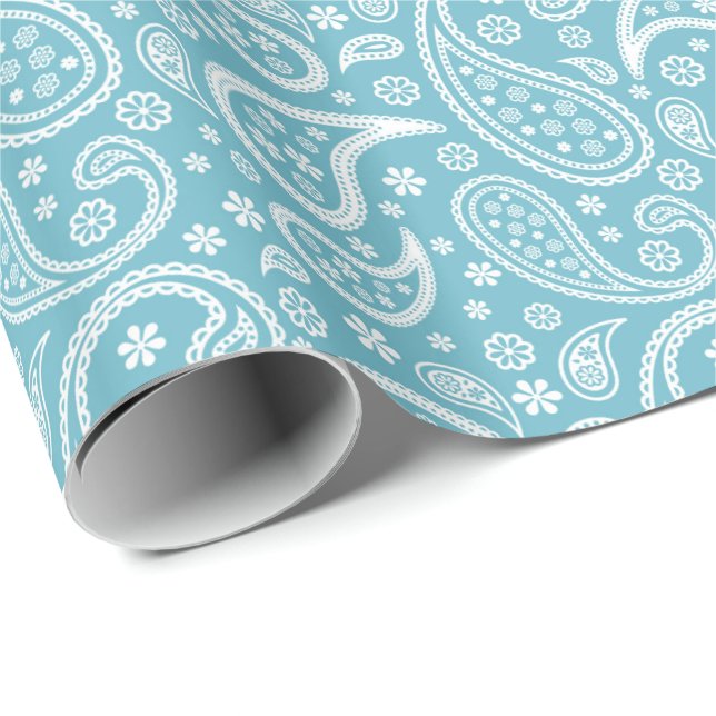 Papel De Regalo Modelo azul moderno de Paisley (Esquina del rollo)