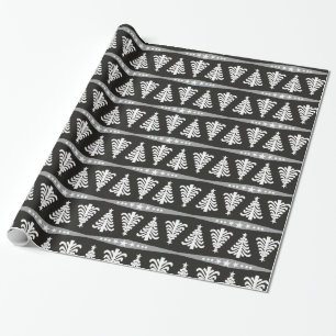 Papel De Regalo Modelo blanco moderno de los árboles de navidad e