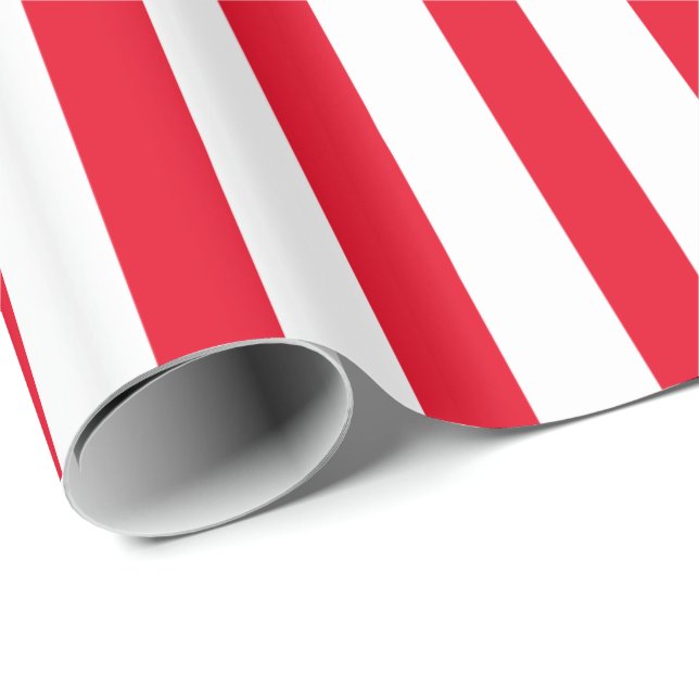 Papel De Regalo Modelo Blanco Moderno Sobre Rayas Rojas (Esquina del rollo)