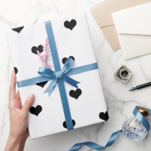 Papel De Regalo Modelo blanco negro elegante del corazón del el