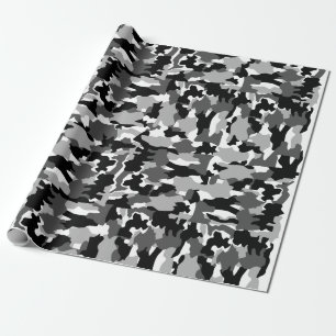 Papel De Regalo Modelo blanco y negro del camuflaje del ejército