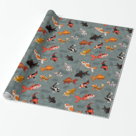 Papel De Regalo Modelo brillante del estanque de peces de Koi