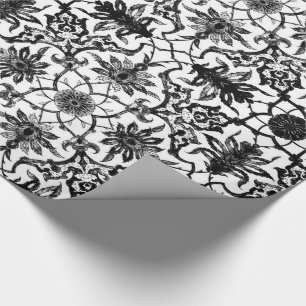 Papel De Regalo Modelo chino de Nouveau del arte - blanco y negro
