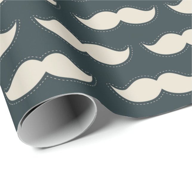 Papel De Regalo Modelo clásico del bigote en negro (Esquina del rollo)