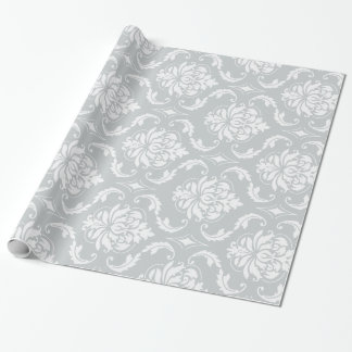 Papel De Regalo Modelo clásico del damasco del blanco gris