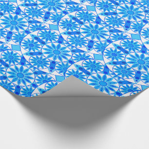 Papel De Regalo Modelo, cobalto, turquesa y blanco de la mandala