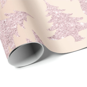 Papel De Regalo Modelo color de rosa elegante del árbol de navida
