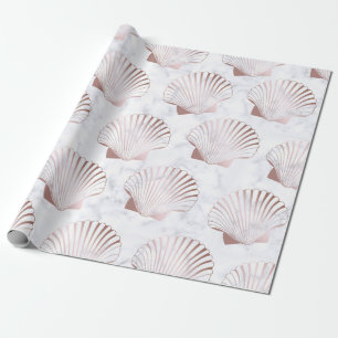 Papel De Regalo Modelo color de rosa femenino del seashell del oro