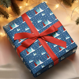 Papel De Regalo Modelo de árboles navideños felices de invierno mo