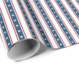 Papel De Regalo Modelo de barras y estrellas patriótico americano
