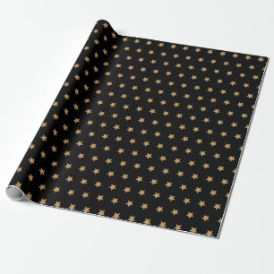 Papel De Regalo Modelo de estrella elegante del oro en fondo negro