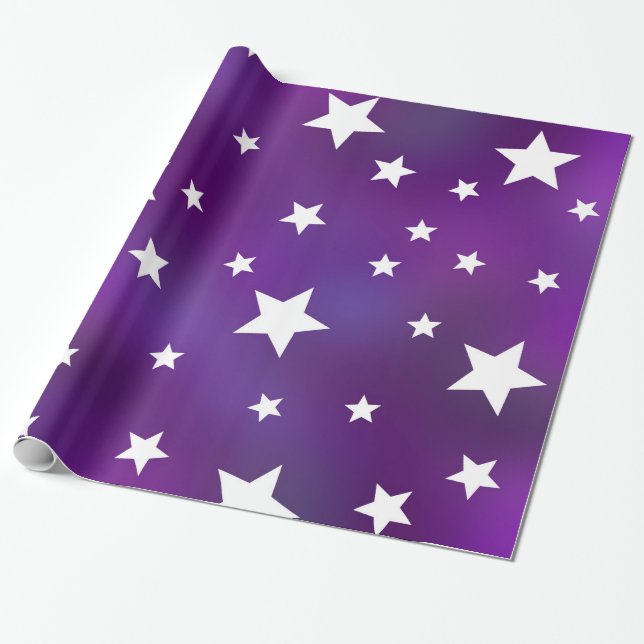 Papel De Regalo Modelo de estrella púrpura y blanco (Desenrollado)