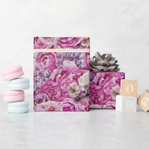 Papel De Regalo Modelo de flores Rosa de lavanda blanca rosa
