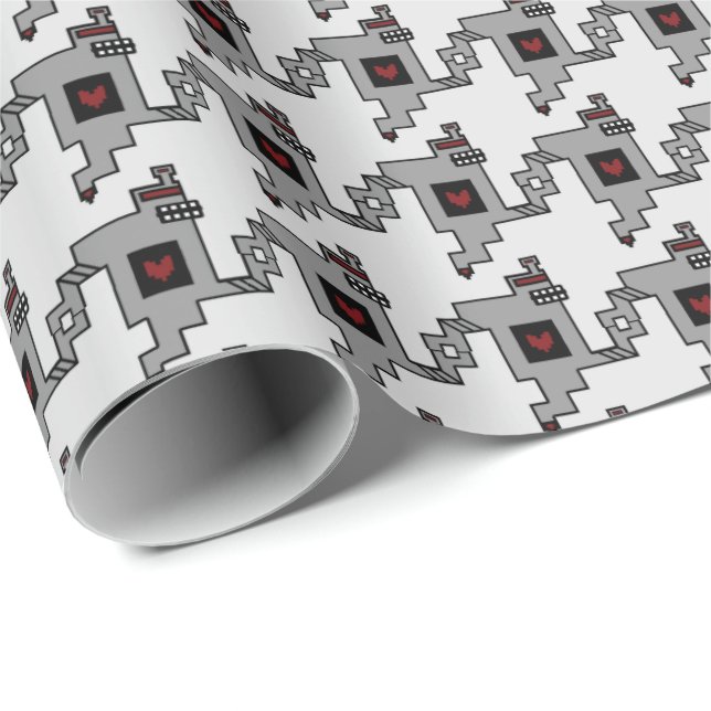 Papel De Regalo Modelo de Houndstooth del robot de la máquina de (Esquina del rollo)