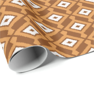 Papel De Regalo Modelo de Ikat - Brown, moho y crema