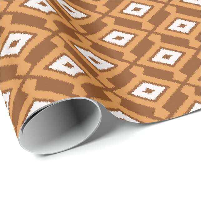 Papel De Regalo Modelo de Ikat - Brown, moho y crema (Esquina del rollo)