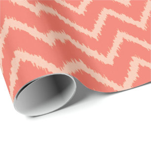 Papel De Regalo Modelo de Ikat Chevron - naranja y melocotón