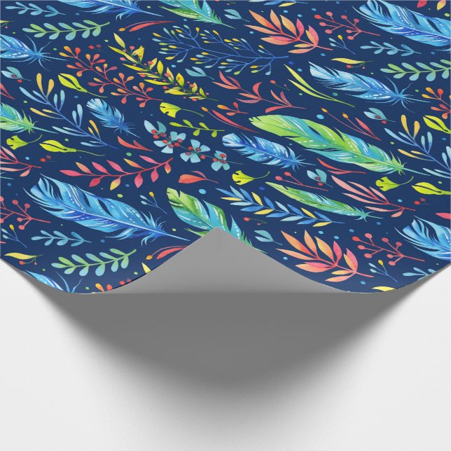 Papel De Regalo Modelo de la acuarela del estilo de Boho en rojo (Esquina)