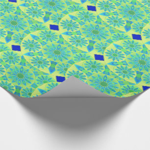Papel De Regalo Modelo de la mandala, turquesa, azul, verde lima