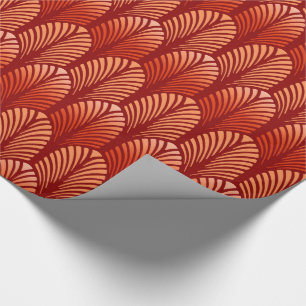 Papel De Regalo Modelo de la pluma del art déco, mandarina