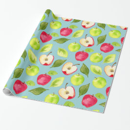 Papel De Regalo Modelo de las manzanas de la acuarela
