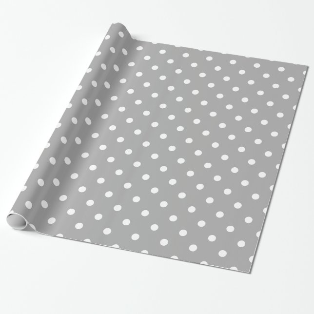 Papel De Regalo Modelo de lunar manchado gris del blanco gris (Desenrollado)