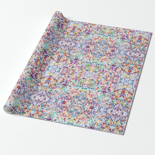 Papel De Regalo Modelo de lunares de la acuarela, caleidoscópico (Desenrollado)