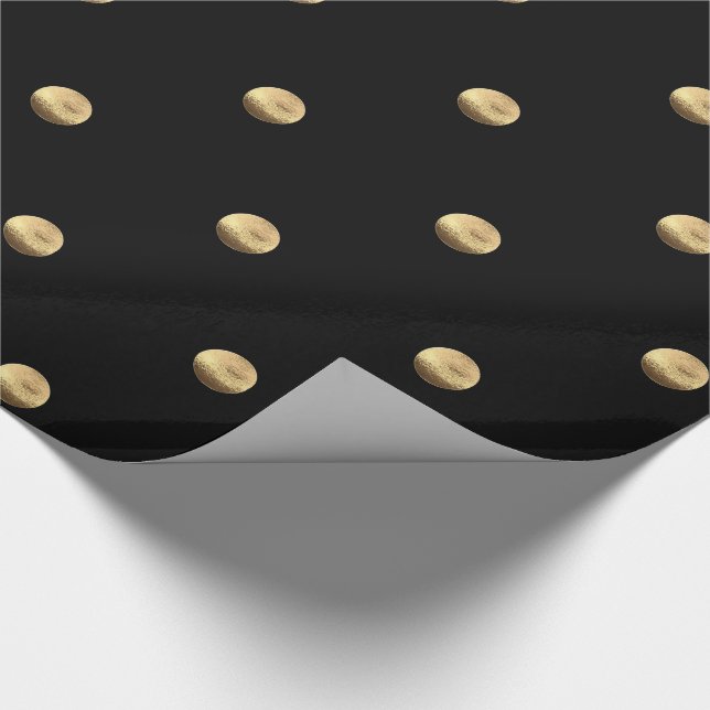 Papel De Regalo Modelo de lunares elegante de la mirada del negro (Esquina)