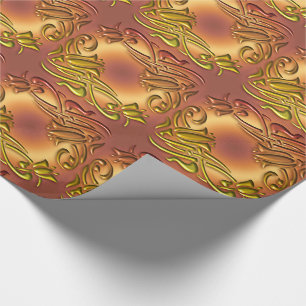 Papel De Regalo Modelo de oro del damasco floral
