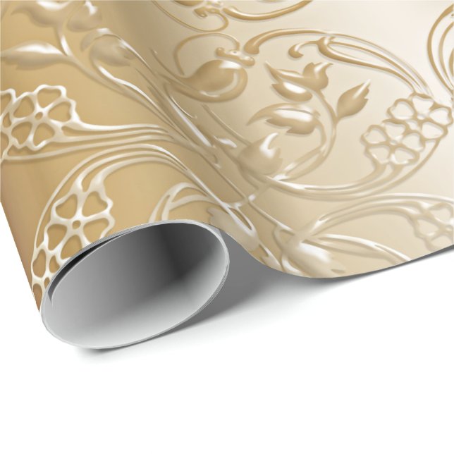 Papel De Regalo modelo de oro floral (Esquina del rollo)