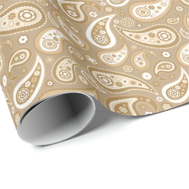 Papel De Regalo Modelo de oro retro de Brown Paisley (Esquina del rollo)