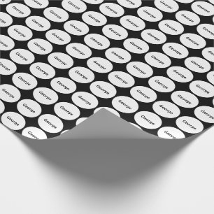 Papel De Regalo Modelo de puntos blanco en negro con nombre