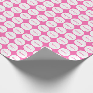 Papel De Regalo Modelo de puntos blanco en rosa con nombre