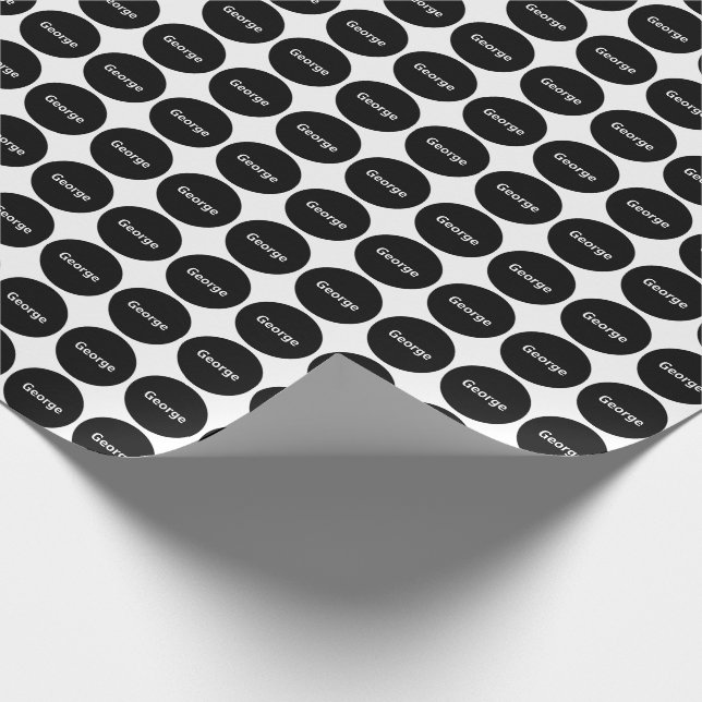 Papel De Regalo Modelo de puntos negro en blanco con nombre (Esquina)