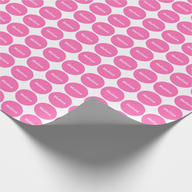 Papel De Regalo Modelo de puntos rosado en blanco con nombre (Esquina)