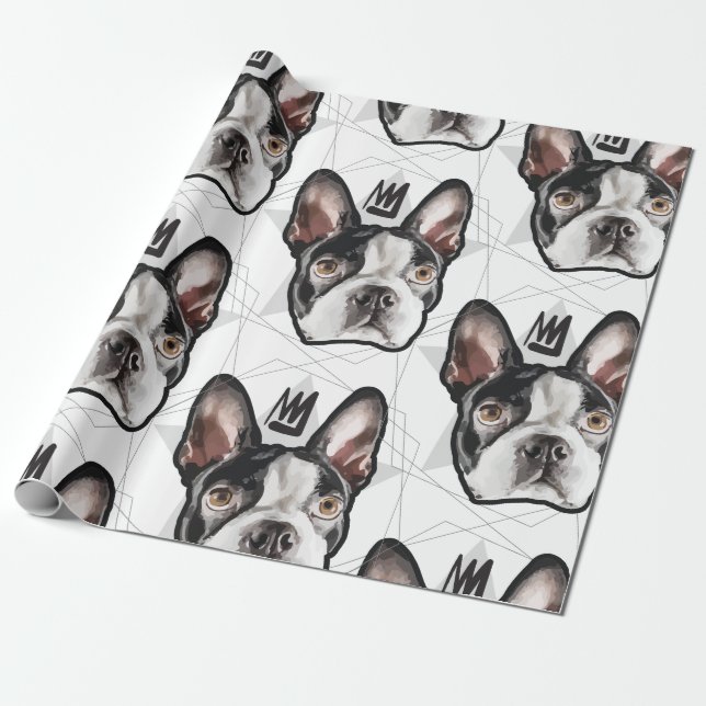 Papel De Regalo Modelo de rey Boston Terrier (Desenrollado)