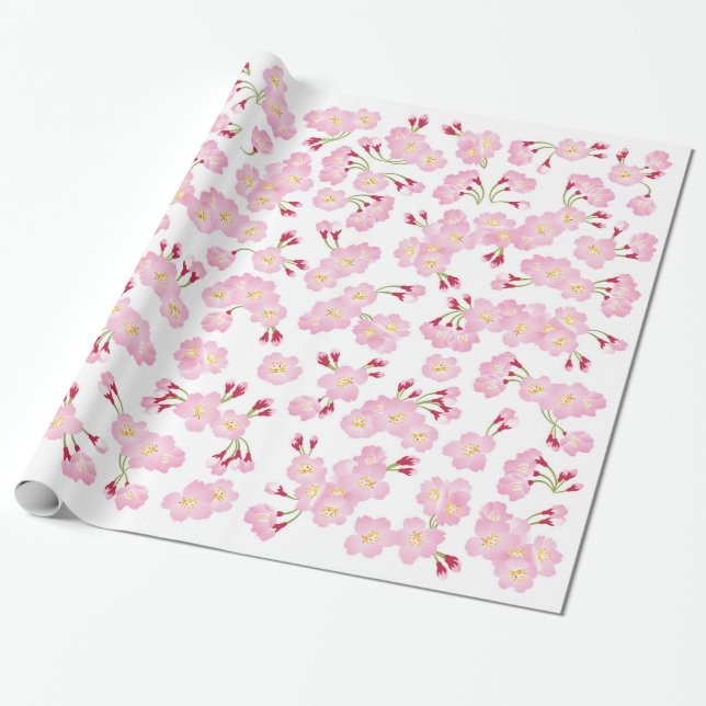 Papel De Regalo Modelo de Sakura del rosa de la plena floración (Desenrollado)