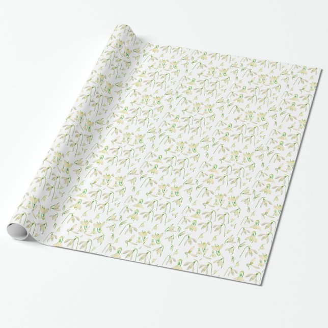 Papel De Regalo Modelo de Snowdrops de la acuarela (Desenrollado)