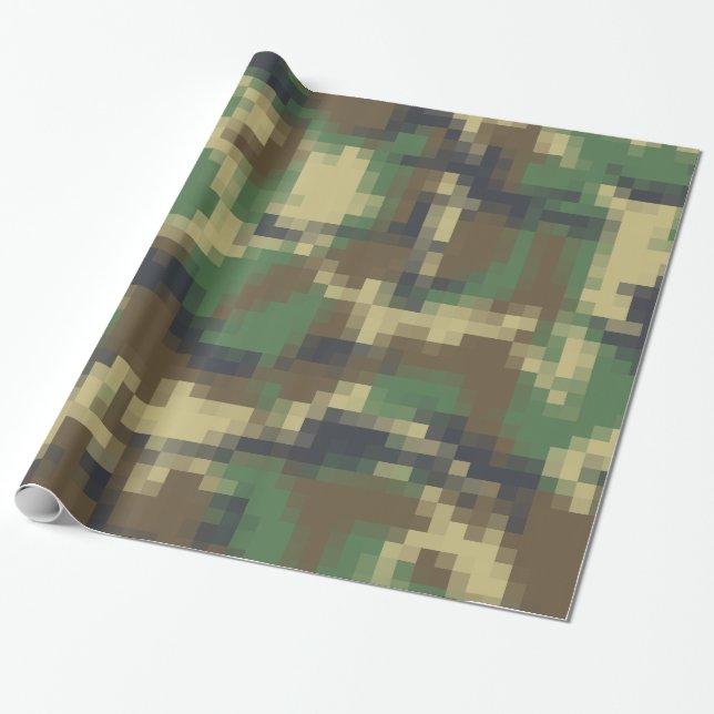 Papel De Regalo Modelo del camuflaje del pixel de Digitaces (Desenrollado)