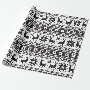 Papel De Regalo Modelo del copo de nieve del negro de los ciervos