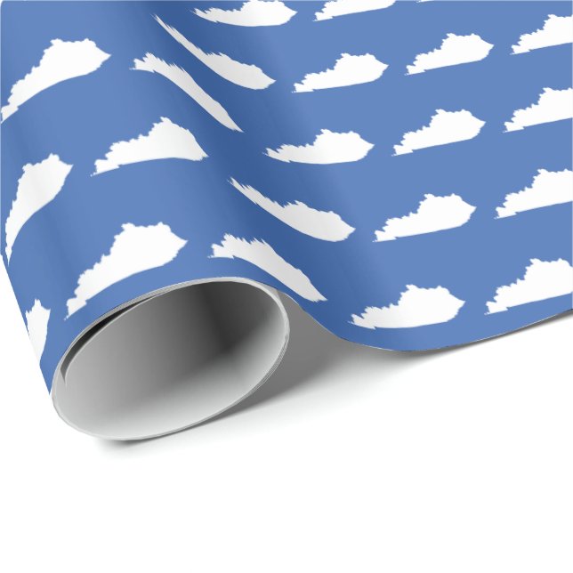 Papel De Regalo Modelo del estado de Kentucky en azul (Esquina del rollo)