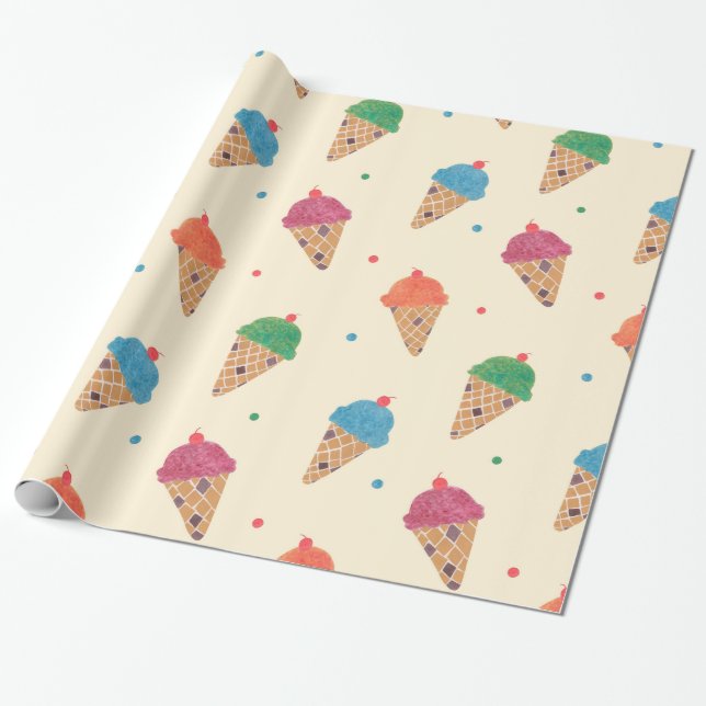 Papel De Regalo Modelo del helado de la diversión (Desenrollado)