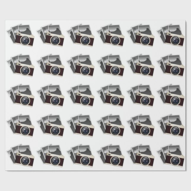 PAPEL DE REGALO MODELO DEL ILUSTRACION DE LA CÁMARA FOTOGRÁFICA (Superficie plana)