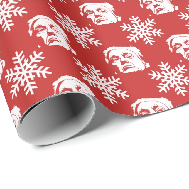 Papel De Regalo Modelo del navidad de Donald Trump y de los copos (Esquina del rollo)