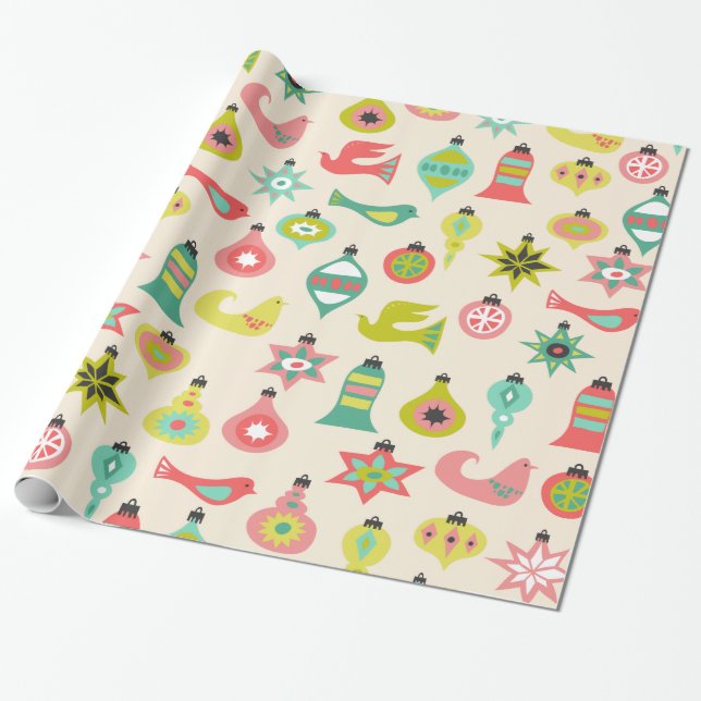 Papel De Regalo Modelo del pájaro y del ornamento de los mediados (Desenrollado)